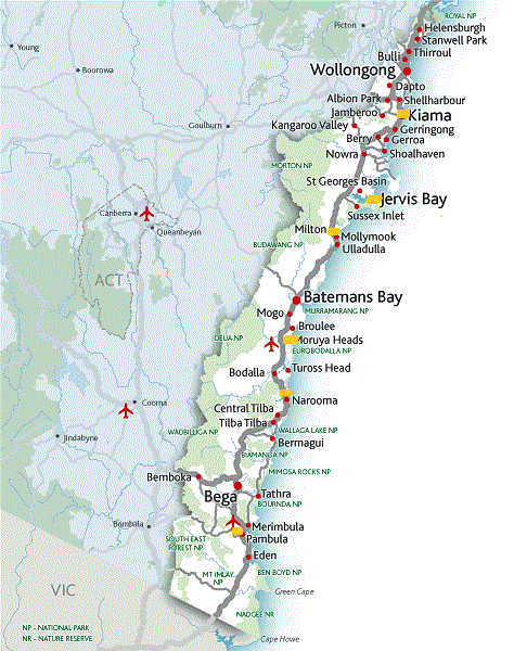 South Coast NSW Map