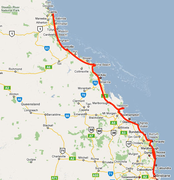 Brisbane-to-Cairns-Map
