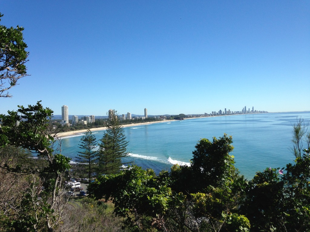 View from Burleigh Headland looking north towards Surfers Paradise