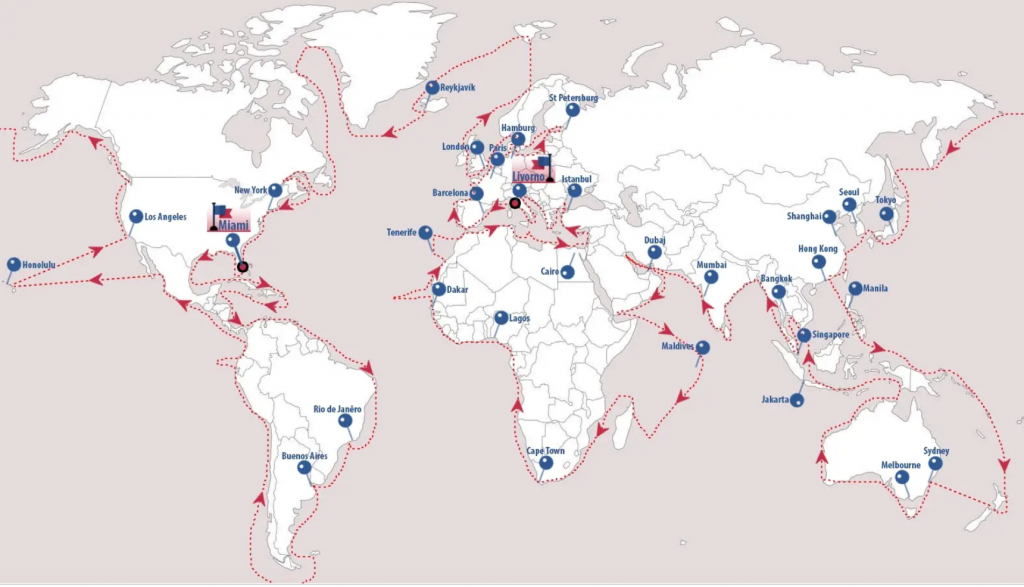 VCL World Cruise Destination Map